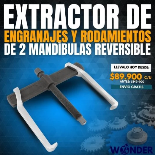EXTRACTOR DE ENGRANAJES Y RODAMIENTOS DE 2 MANDÍBULAS REVERSIBLE | NEIKO®