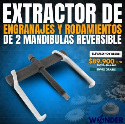 EXTRACTOR DE ENGRANAJES Y RODAMIENTOS DE 2 MANDÍBULAS REVERSIBLE | NEIKO®